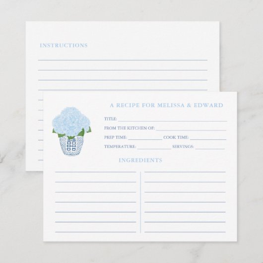 Carte de recette de douche nuptiale Something Blue (Devant / Derrière)