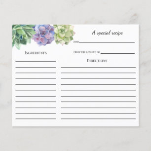 Carte de recette de douche nuptiale succulente