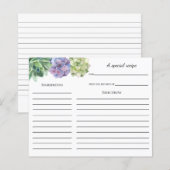 Carte de recette de douche nuptiale succulente (Devant / Derrière)