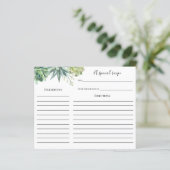 Carte de recette de douche nuptiale succulente (Debout devant)