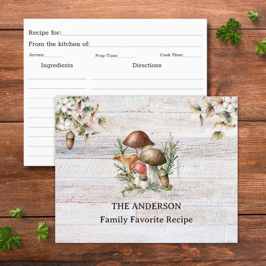 Carte de recette de famille Champignons rustiques