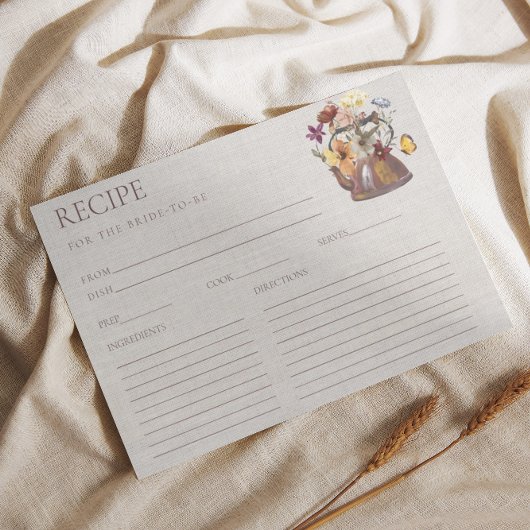 Carte de recette de fête de douche de mariage de t