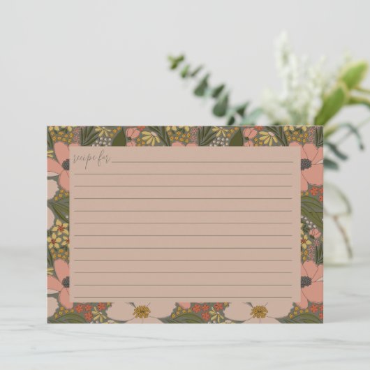 Carte de recette de Fête de Mariage Florale Élégan (Debout devant)