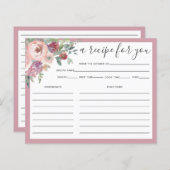 Carte de recette de Fête de Mariage Florale Rose P (Devant / Derrière)