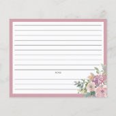 Carte de recette de Fête de Mariage Florale Rose P (Dos)