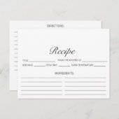 Carte de recette de Fête des mariées blanche minim (Devant / Derrière)