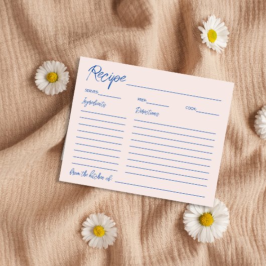 Carte de recette de Fête des mariées bleue chic ma