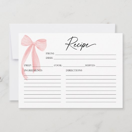 Carte de recette de Fête des mariées Bow rose (Devant)