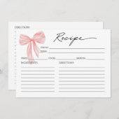 Carte de recette de Fête des mariées Bow rose (Devant / Derrière)