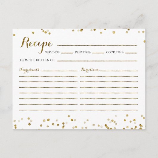 Carte de recette de Fête des mariées Confetti Part (Devant)