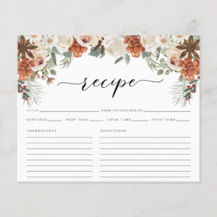 Carte de recette de Fête des mariées d'aquarelle d