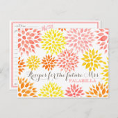 Carte de recette de Fête des mariées d'aquarelle f (Devant / Derrière)