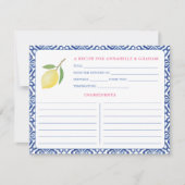 Carte de recette de Fête des mariées de citron est (Devant)