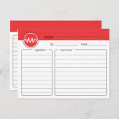 Carte de recette de Fête des mariées de monogramme (Devant / Derrière)