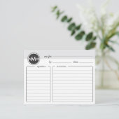 Carte de recette de Fête des mariées de monogramme (Debout devant)