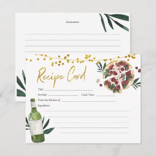 Carte de recette de Fête des mariées de paire parf (Devant / Derrière)