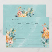 Carte de recette de Fête des mariées de pivoine or (Devant / Derrière)