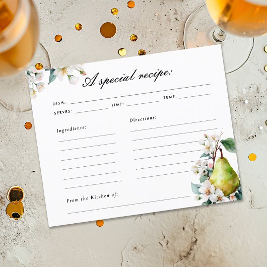Carte de recette de Fête des mariées de poire parf