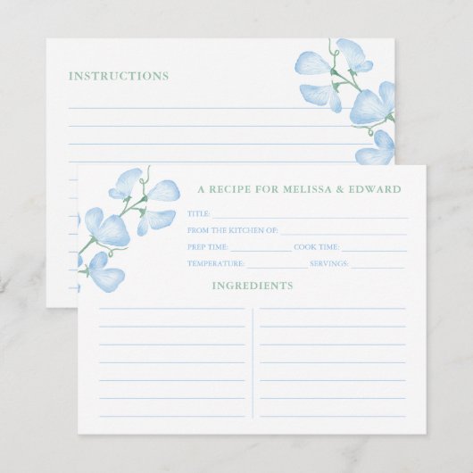 Carte de recette de Fête des mariées de pois doux  (Devant / Derrière)