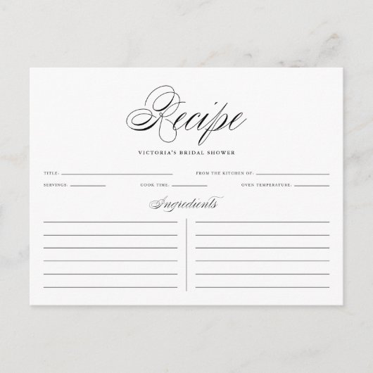 Carte de recette de Fête des mariées de script élé (Devant)