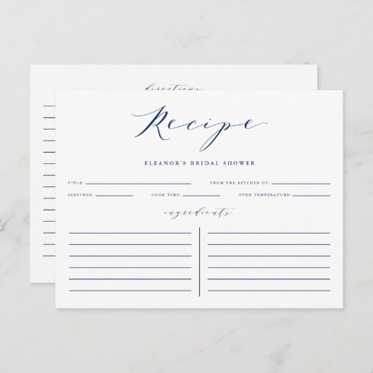 Carte de recette de Fête des mariées de script min (Devant / Derrière)