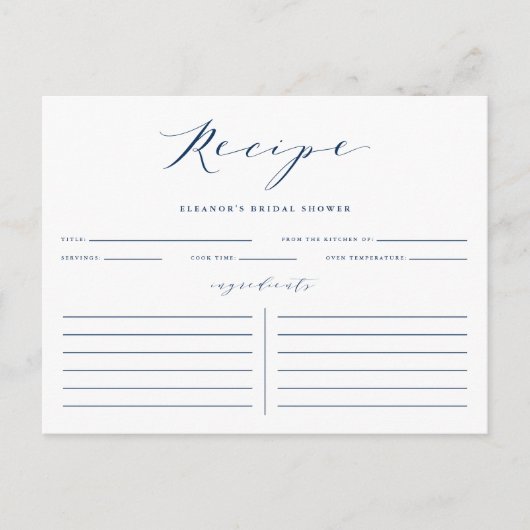 Carte de recette de Fête des mariées de script min (Devant)