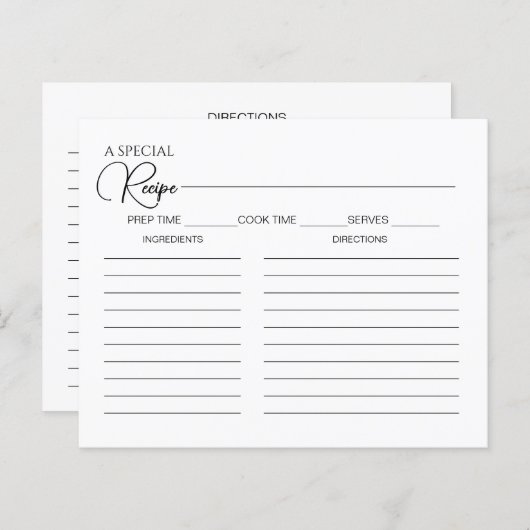 Carte de recette de Fête des mariées de script sim (Devant / Derrière)