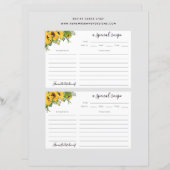 Carte de recette de Fête des mariées de tournesol  (Devant / Derrière)