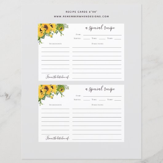 Carte de recette de Fête des mariées de tournesol  (Devant)