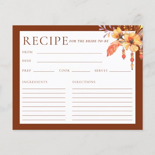 Carte de recette de Fête des mariées d'orange flor (Devant)