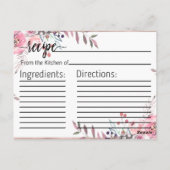 Carte de recette de Fête des mariées encadrée or B (Dos)