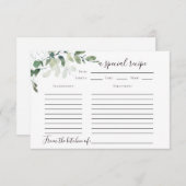 Carte de recette de Fête des mariées Eucalyptus 3, (Devant / Derrière)