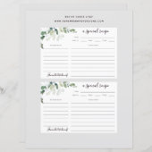 Carte de recette de Fête des mariées Eucalyptus 6x (Devant / Derrière)