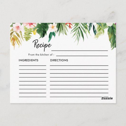 Carte de recette de Fête des mariées Feuille tropi (Dos)