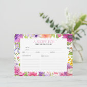 Carte de recette de Fête des mariées florale Aquar (Debout devant)