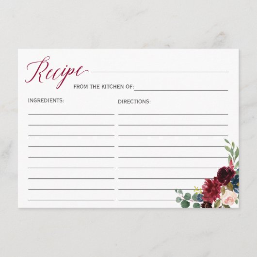 Carte de recette de Fête des mariées florale bourg (Devant)