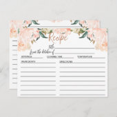 Carte de recette de Fête des mariées Florale rose  (Devant / Derrière)