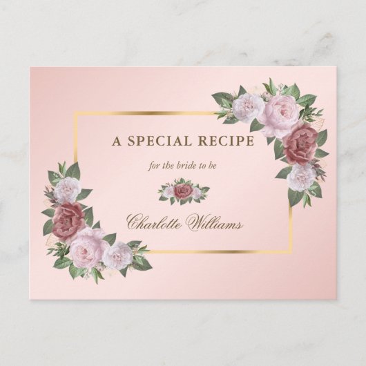 Carte de recette de Fête des mariées Florale Rose  (Devant)