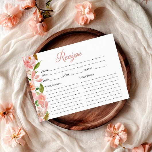 Carte de recette de Fête des mariées florale rose