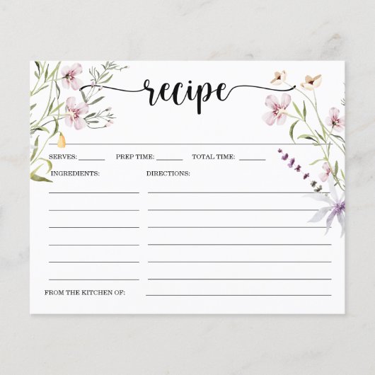 Carte de recette de Fête des mariées minimale fleu (Devant)