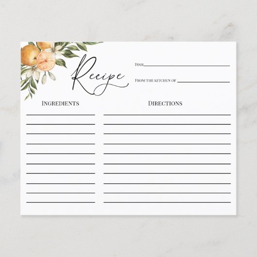 Carte de recette de Fête des mariées orange Squeez (Devant)