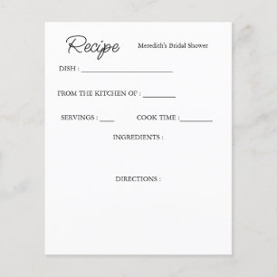 Carte de recette de Fête des mariées personnalisée