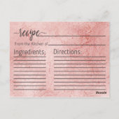 Carte de recette de Fête des mariées rose Gold Shi (Dos)