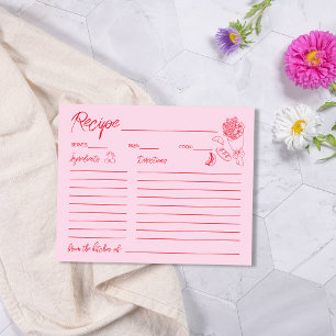Carte de recette de Fête des mariées rouge rose du