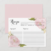 Carte de recette de fête prénuptiale aux pivoines  (Devant / Derrière)