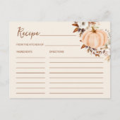 Carte de recette de fête prénuptiale de citrouille (Devant)