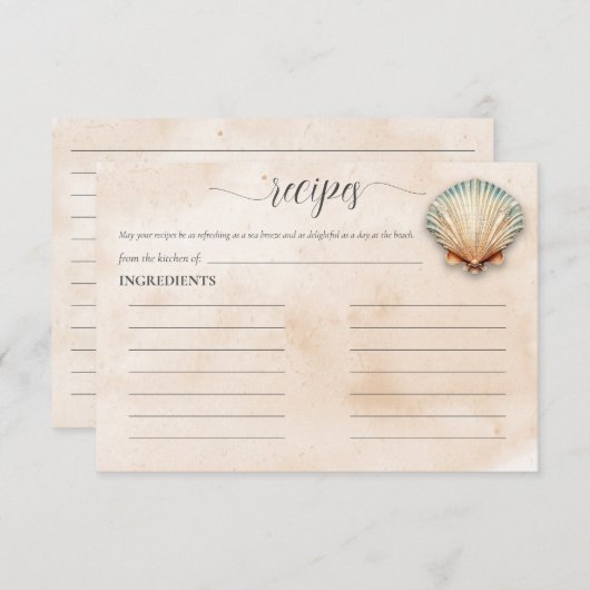 Carte de recette de fête prénuptiale pour la futur (Devant / Derrière)