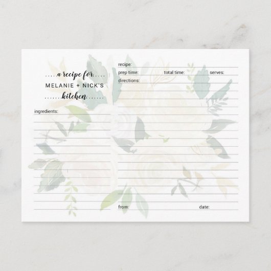 Carte de recette de Fêtes des mariées florales bla (Devant)