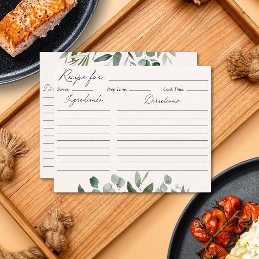 Carte de recette de feuilles de verdure d'eucalypt