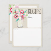 Carte de recette de fleurs dans un bocal Mason (Devant / Derrière)